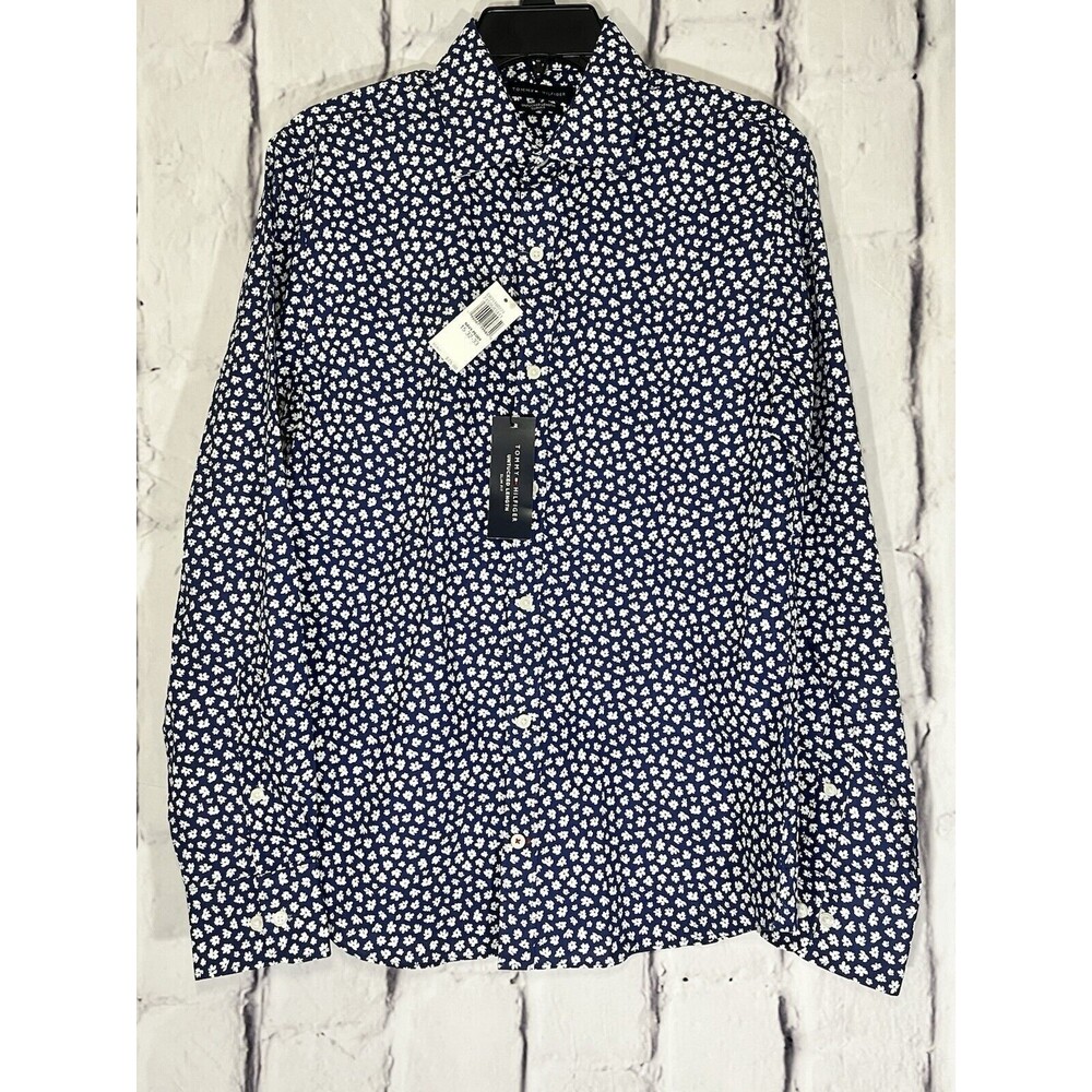 NWT Tommy Hilfiger Mens Slim Fit All Season Stretch Navy Floral Peony M 15 32/33